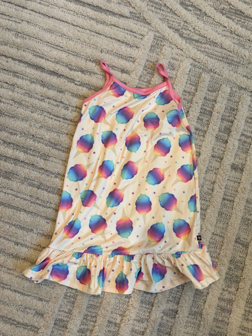 Girls' Rainbow Cloud Ruffle Hem Dress Nightgown - Pink Trim